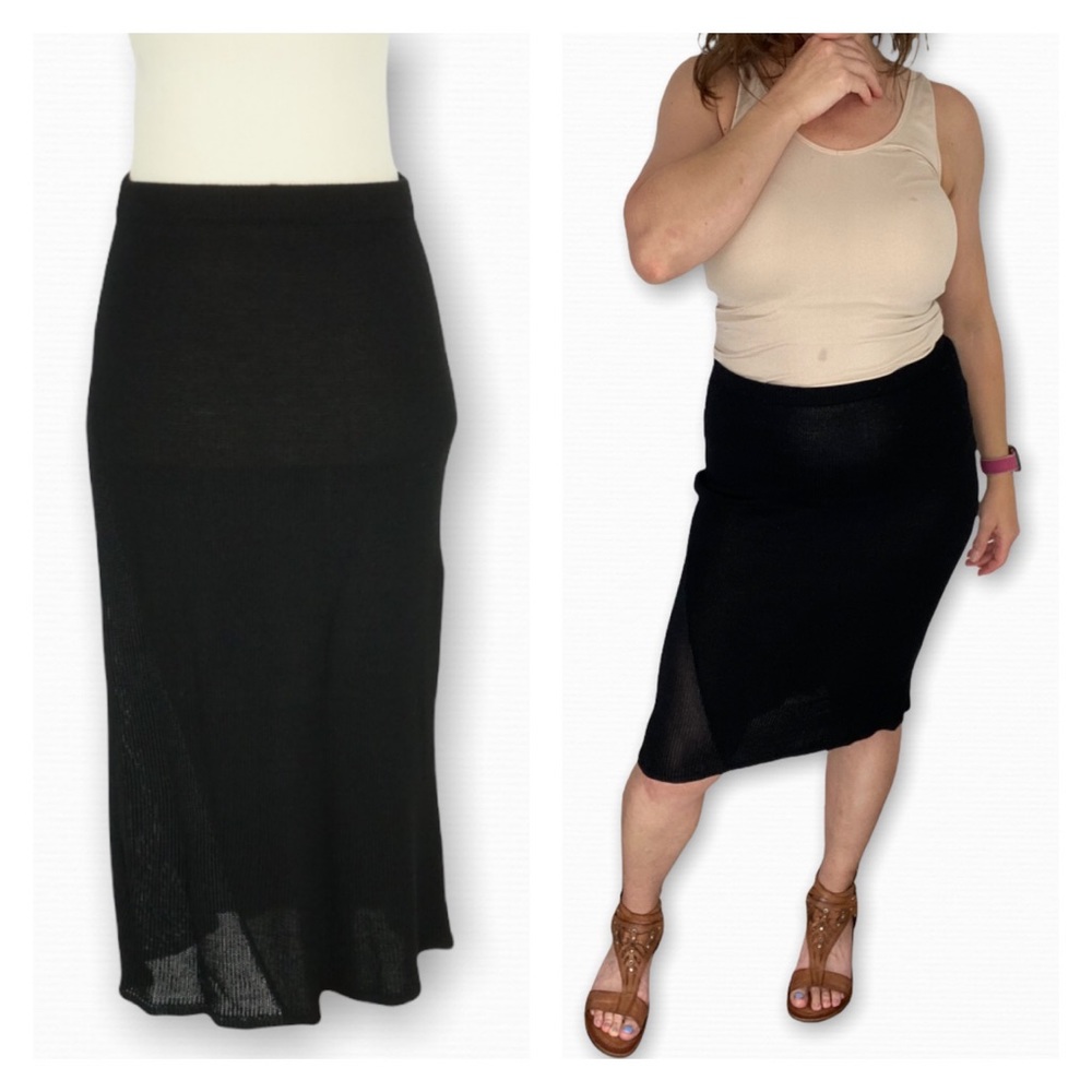 KORDAL Knitwear Pencil Skirt Midi Length Black Size Small Sustainable Fashion